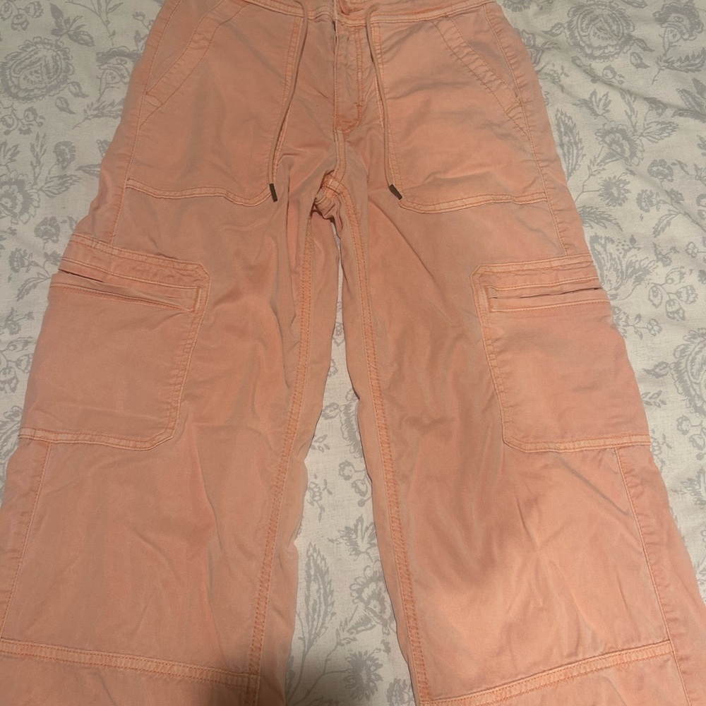 American Eagle Peach Cargo Baggy Wide Leg Pants